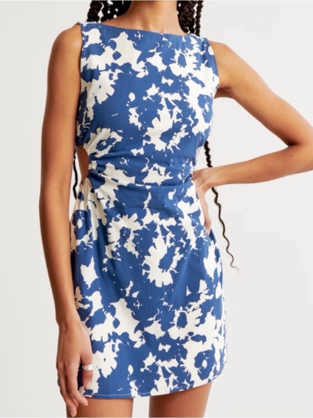 Abercrombie & Fitch Blue and White Tie-Dye Print Mini Dress